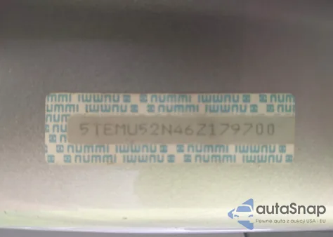 2006 Toyota Tacoma Base V6 z USA, uszkodzony, nr VIN 5TEMU52N46Z179700